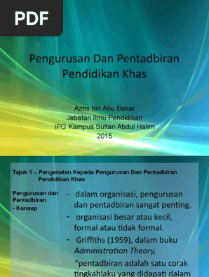 Pengurusan Dan Pentadbiran Pendidikan Khas Pdf