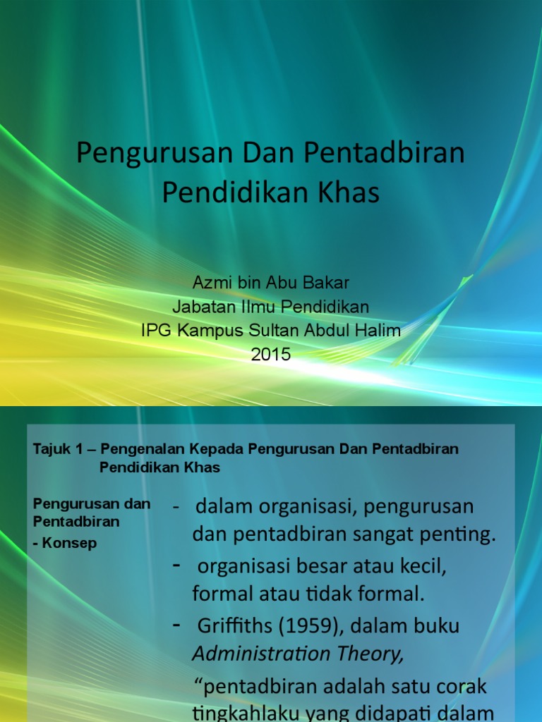 Pengurusan Dan Pentadbiran Pendidikan Khas Pdf
