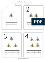 4 Honey Bee Number Tracing Cards
