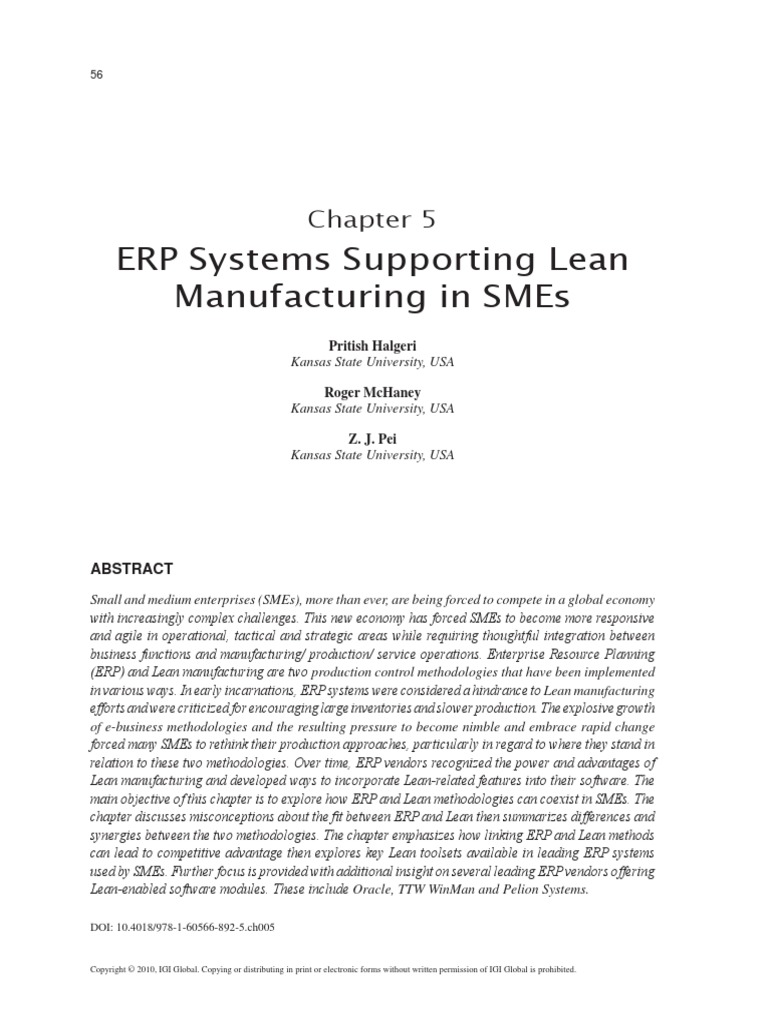 erp systems supporting lean manufacturing a literature review