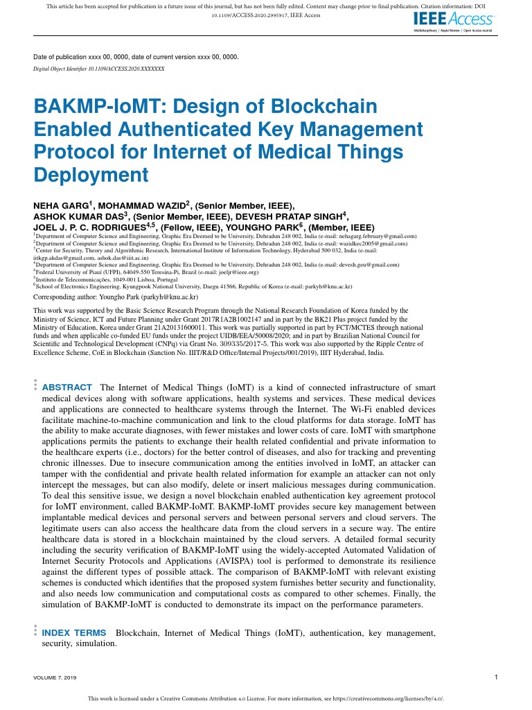 Blockchain Key Management for IoMT | PDF | Cryptography | Internet Of ...