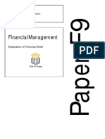 Financial Management: Explanation of Formulae Sheet