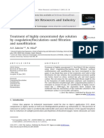 Treatment of Highly Concentrated Dye Solution Using Coagulation/Flocculation–Sand Filtration and Nanofiltration