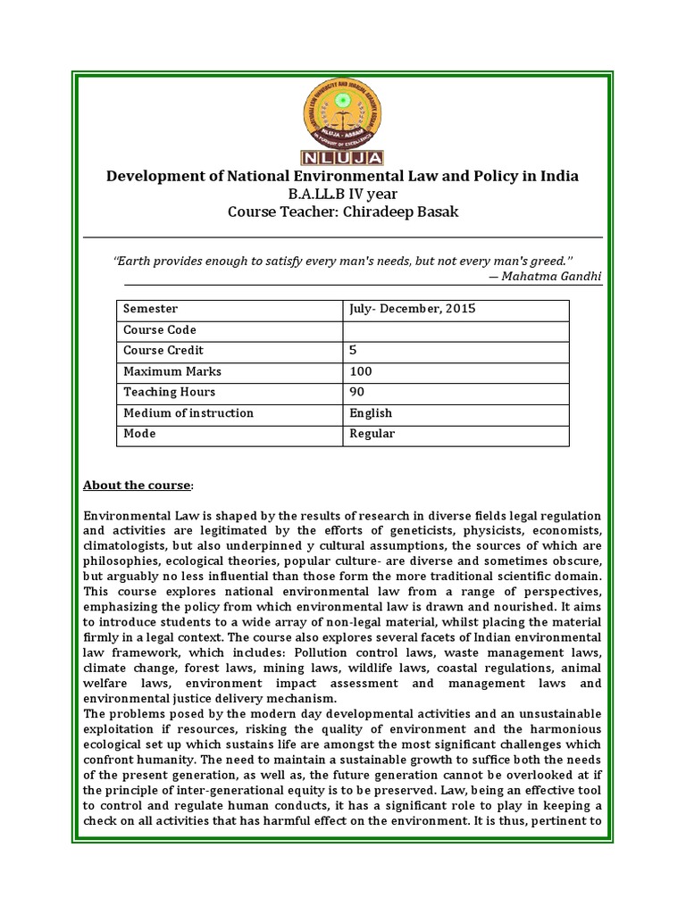 National Environmental Law in India | PDF | Environmental Law ...