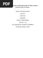 A Study On Impact of Marketing Strategy of Cellular Companies On Brand Loyalty of Customers (RV)