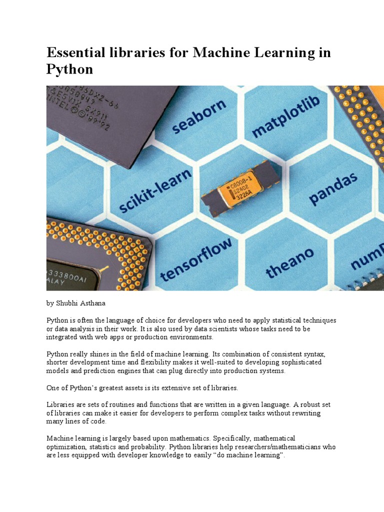 Core Libraries For Machine Learning | PDF | Machine Learning | Deep ...
