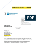 US FDA Warning Letter To Mylan Pharmaceuticals Inc.