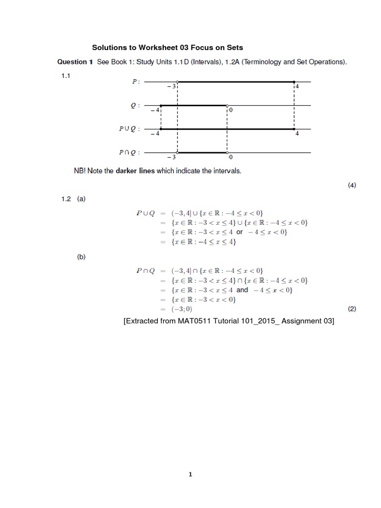 Solutions for MAT0511 Worksheet 03 | PDF