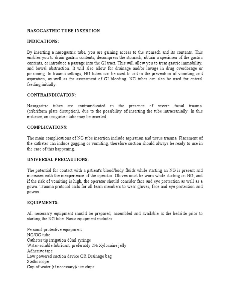 Nasogastric Tube Insertion | PDF | Intensive Care Medicine | Wound