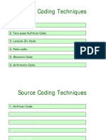 Source Coding Techniques: 1. Huffman Code. 2. Two-Pass Huffman Code. 3. Lemple-Ziv Code