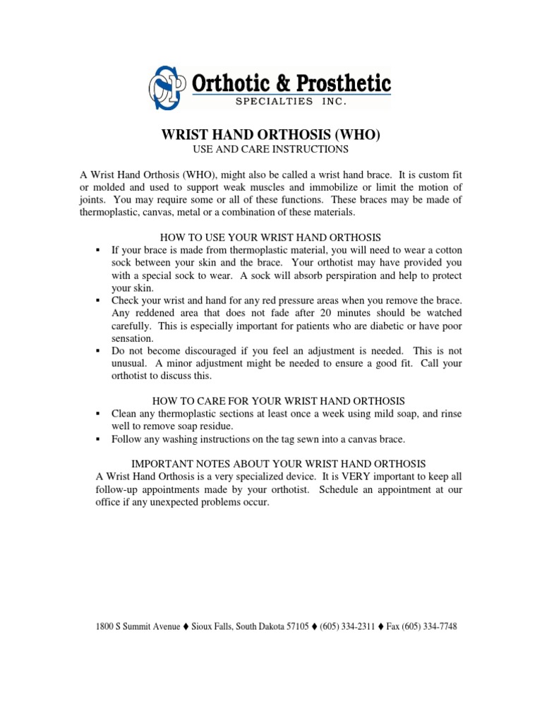 Wrist Hand Orthosis PDF