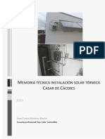 Memoria Instalación Solar Térmica