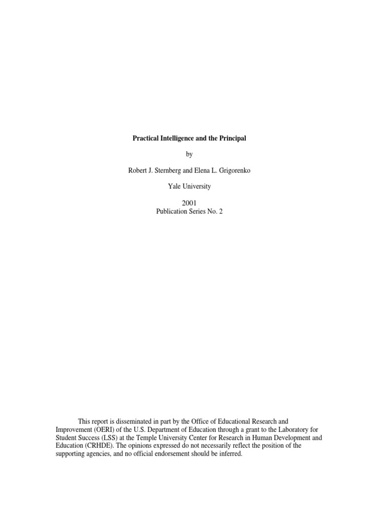 Practical Intelligence in Leadership | PDF | Intelligence Quotient ...