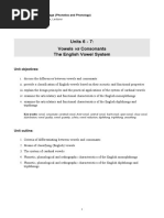 Units 6 - 7: Vowels Vs Consonants The English Vowel System