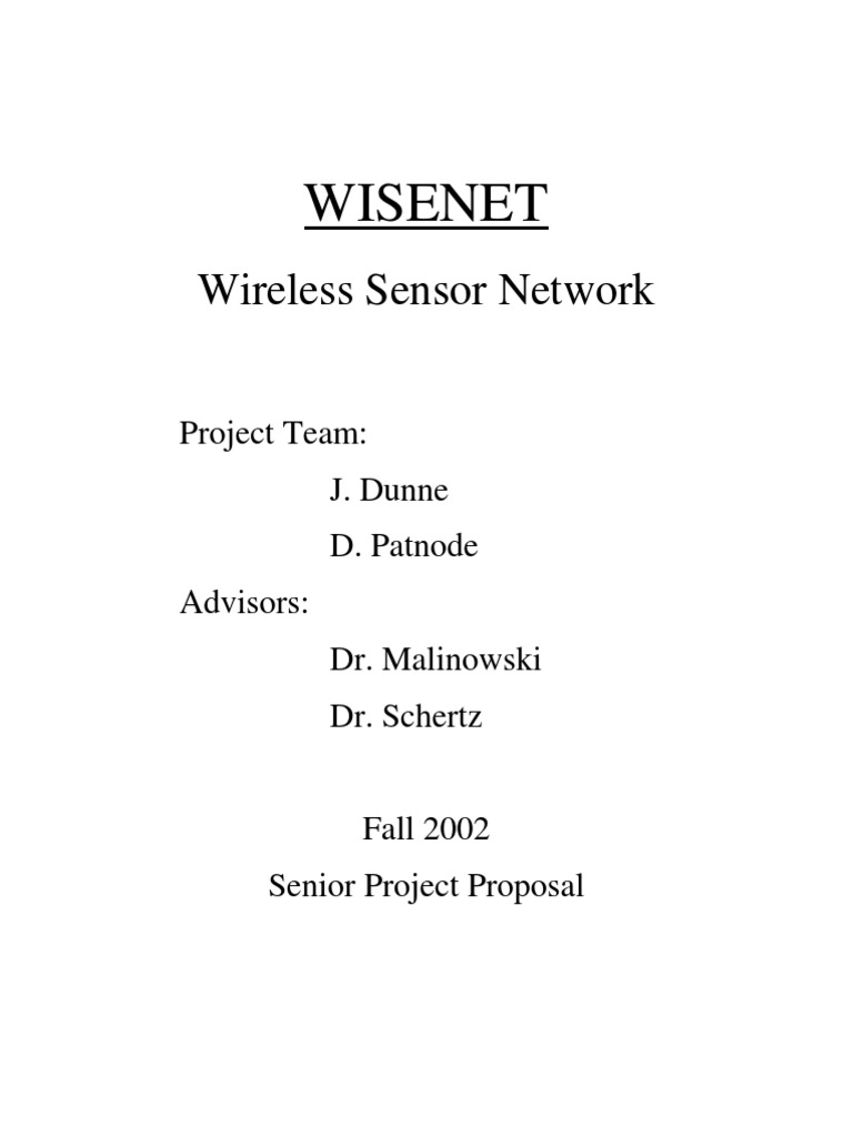 WISENET: Wireless Sensor Network Proposal | PDF