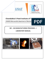 ME244 Manufacturing Processes-I - Lab Manual PDF