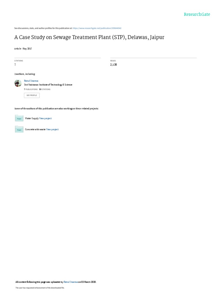 A Case Study On Sewage Treatment Plant (STP), Delawas, Jaipur | PDF ...