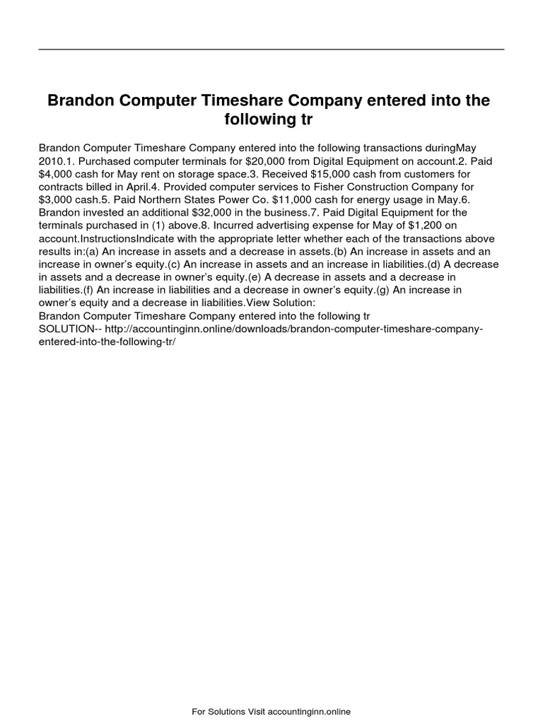 Brandon Computer Transactions Analysis | PDF