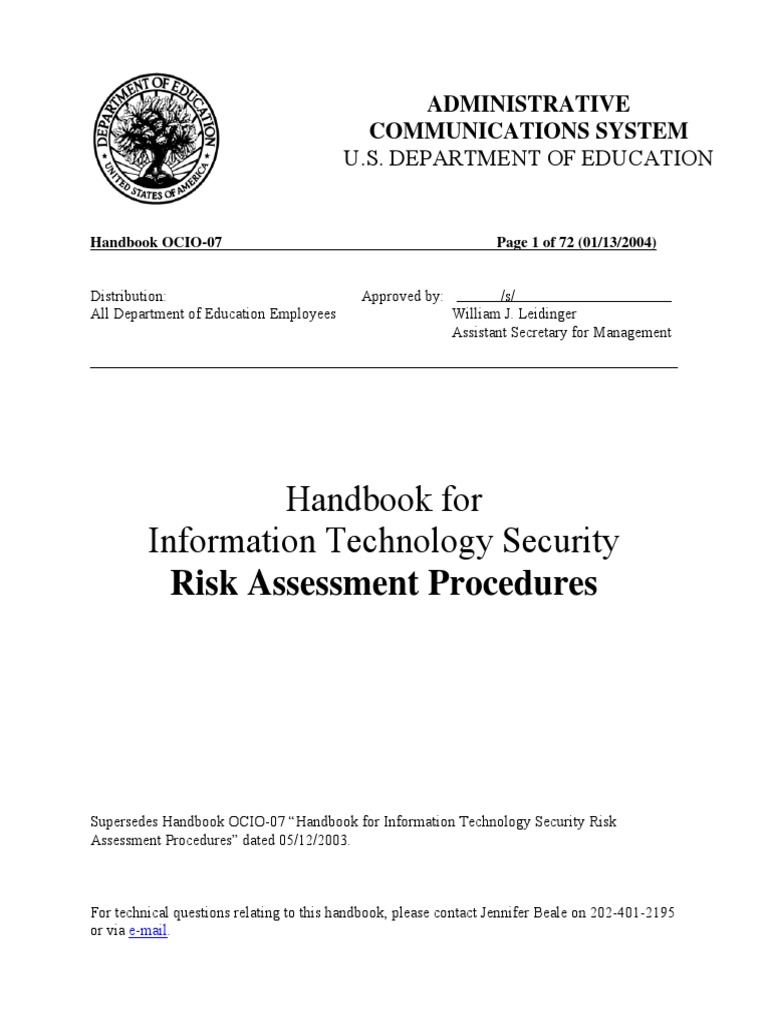 IT Security Risk Assessment Handbook | PDF | Vulnerability (Computing ...