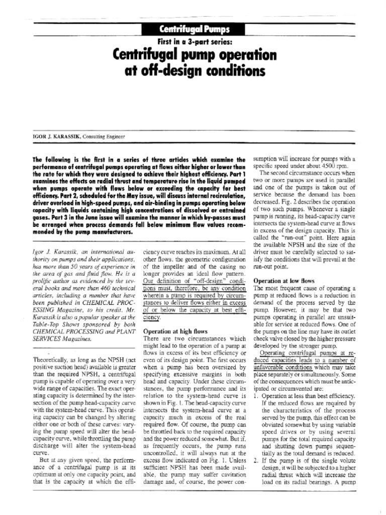 Centrifugal Pump Behaviour at Off Design Conditions | PDF