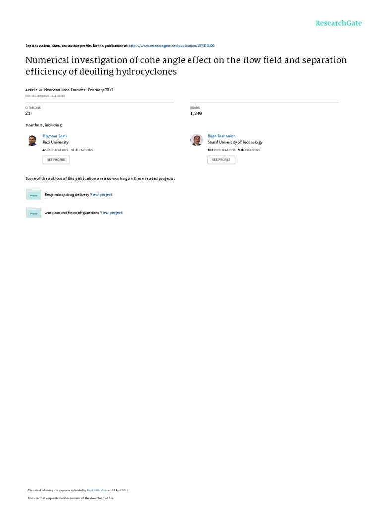 Numerical Investigation of Cone Angle Effect On The Flow Field | PDF ...