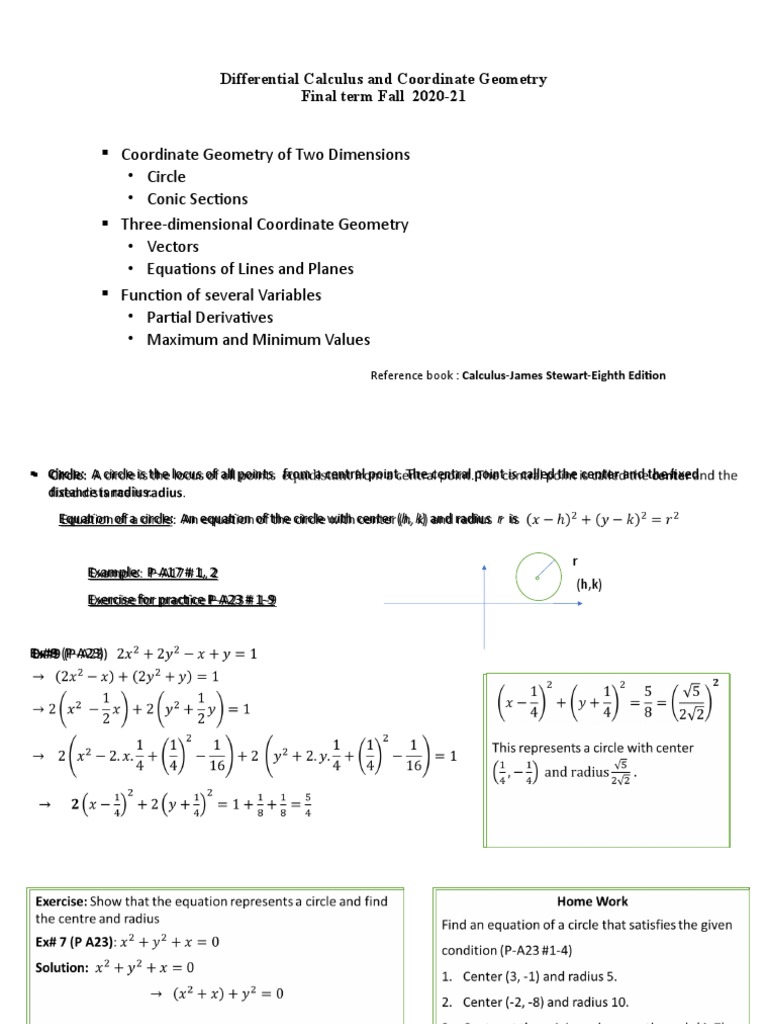 Differential Calculus and Coordinate Geometry Final Term Fall 202021