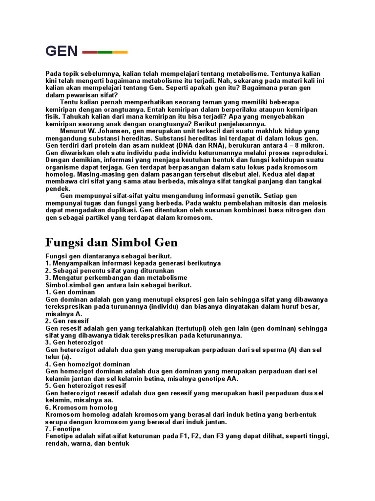 GEN Dan Kromosom (Quipper) | PDF