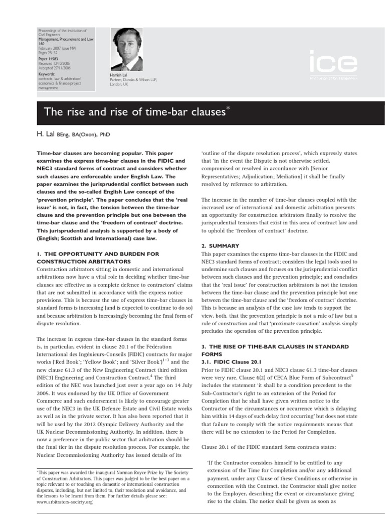 Time Bar Clauses Mpal.160.1.25 | PDF | Breach Of Contract | Arbitration