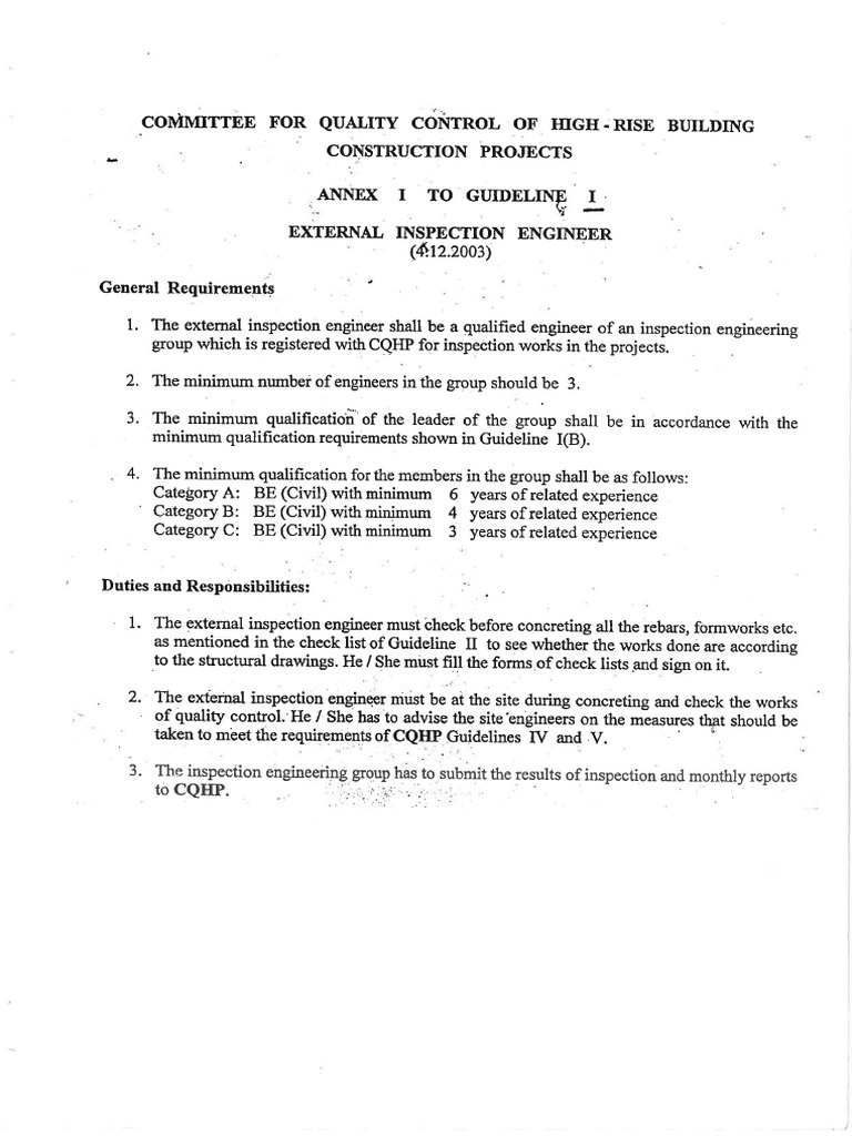 (CQHP) Guidelines For External Inspection Engineer PDF | PDF