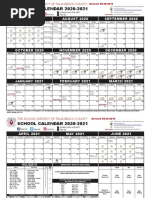 SCHOOL CALENDAR 2020-2021: JULY 2020 AUGUST 2020 September 2020