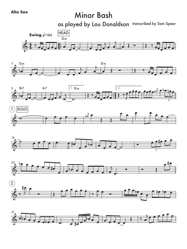 Minor Bash Alto Sax Pdf