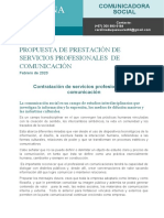 Propuesta de Prestación de Servicios Profesionales de Comunicación