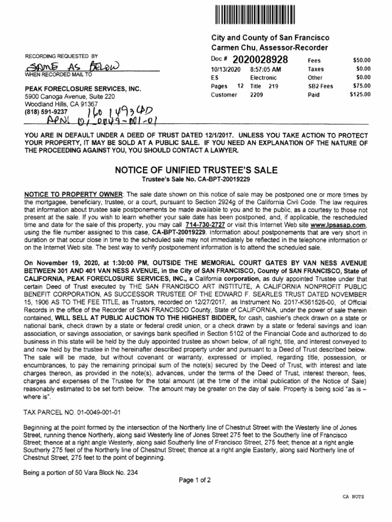 SFAI Notice To Sell Oct. 13 2020 | PDF