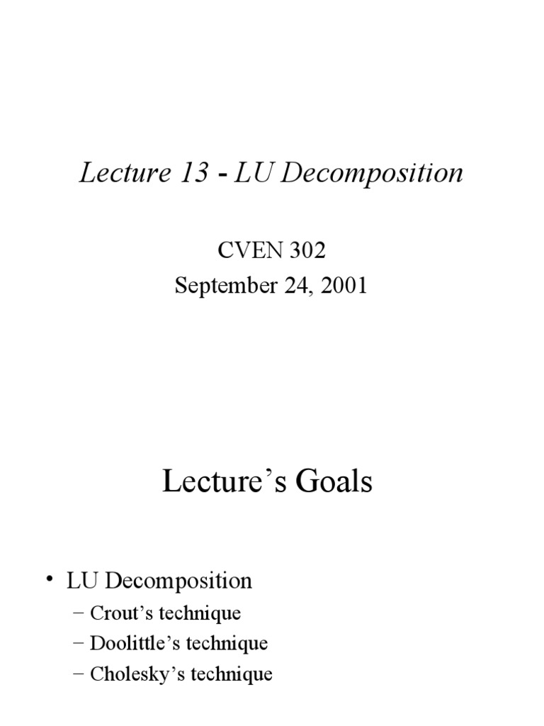 LU Decomposition Techniques Explained | PDF | Operator Theory ...