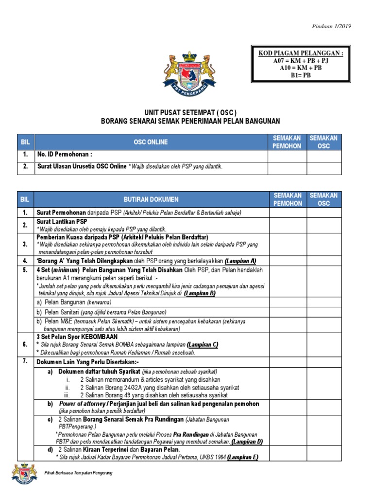 Full Senarai Semak Pelan Bangunan 2018 2019 Pdf
