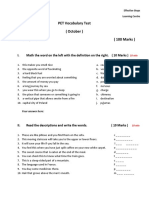 PET Vocabulary Test (October) Answer All Questions. (100 Marks)