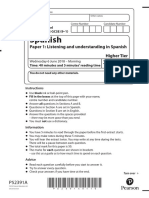 Edexcel 2018 Paper-1: Listening and Understanding in Spanish