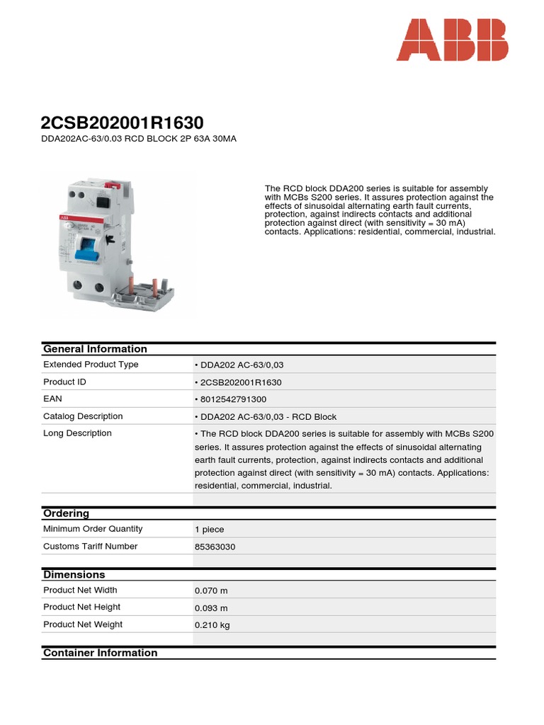 2CSB202001R1630: General Information | PDF | Electricity | Electrical ...