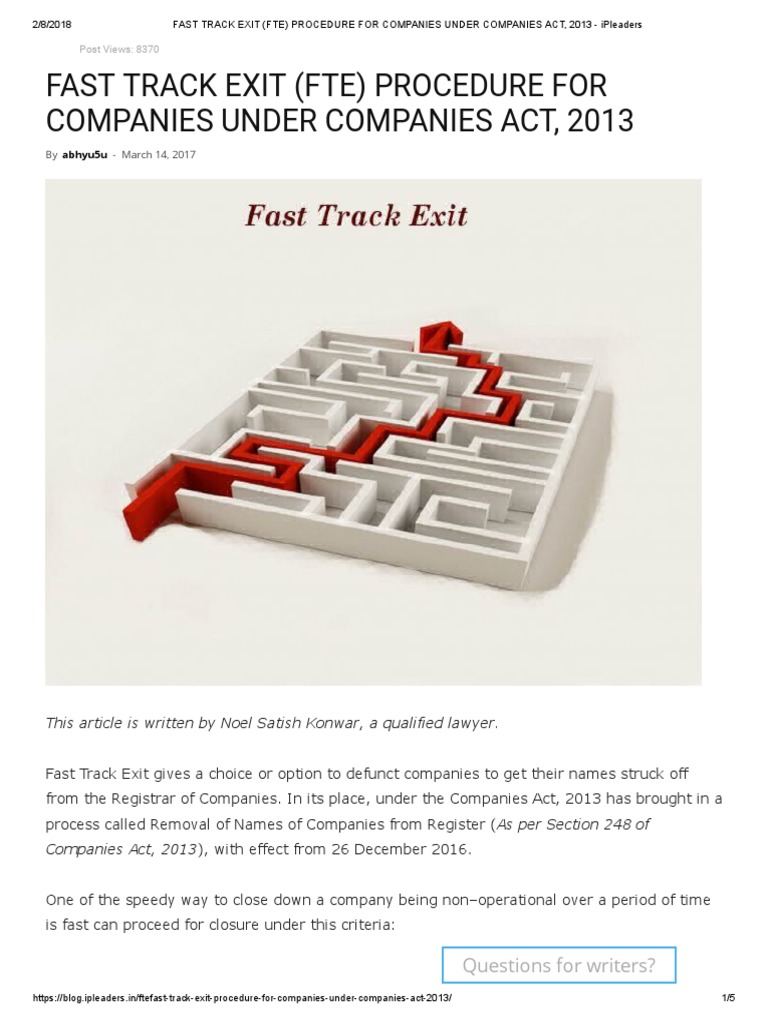 Fast Track Exit Scheme for Companies | PDF | Notary Public | Government
