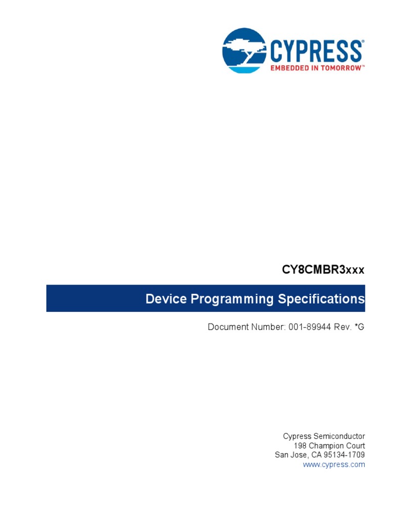 CY8CMBR3xxx Device Programming Specifications | PDF | Flash Memory ...