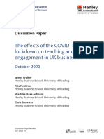 The Effects of The COVID-19 Lockdown On Teaching and Engagement in UK Business Schools