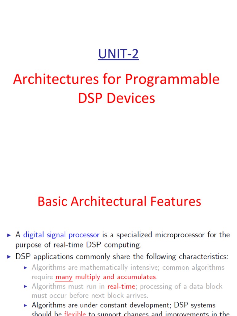 Digital Signal Processors and Architectures (DSPA) Unit2 PDF