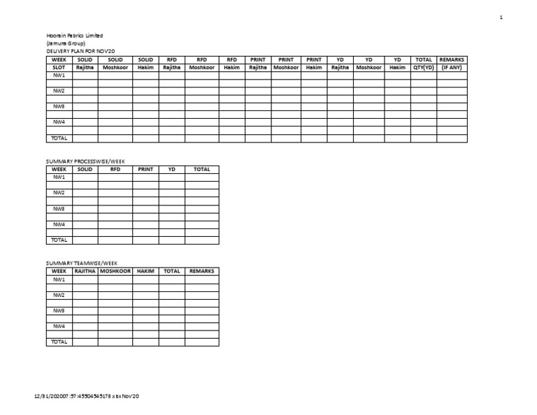 November 2020 Delivery Plan | PDF