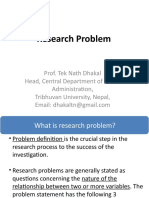 Research Problem: Prof. Tek Nath Dhakal Head, Central Department of Public Administration, Tribhuvan University, Nepal