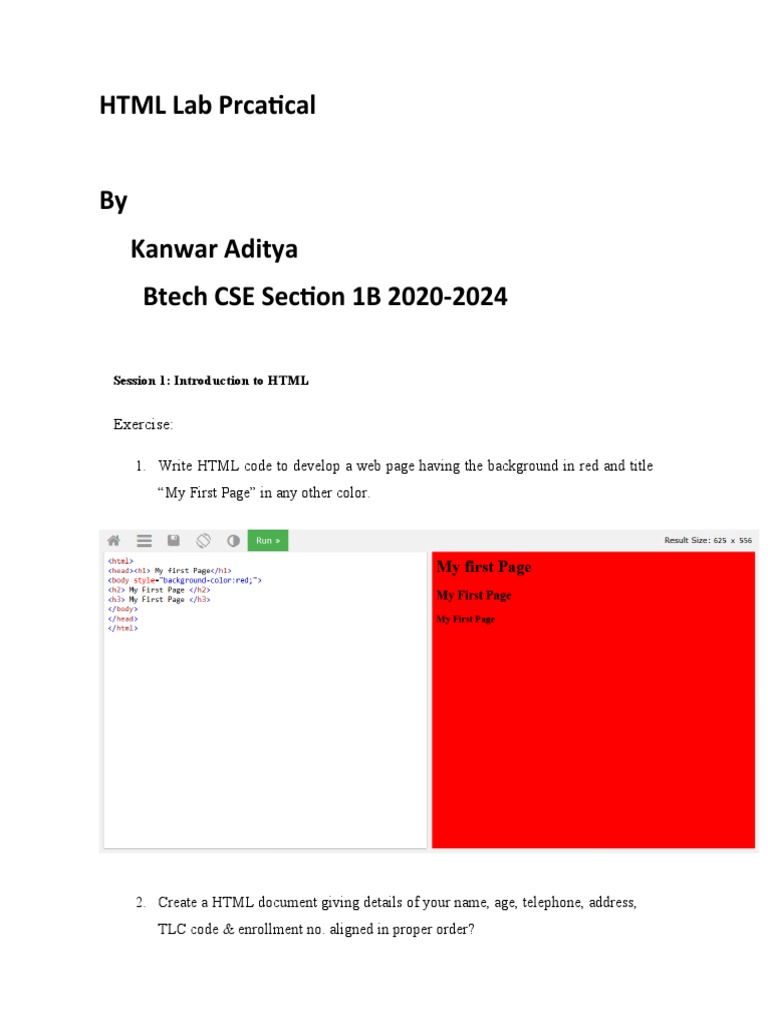 22001001N9221 - 9 - 7009 - 24089HTML Lab Prcatical | PDF