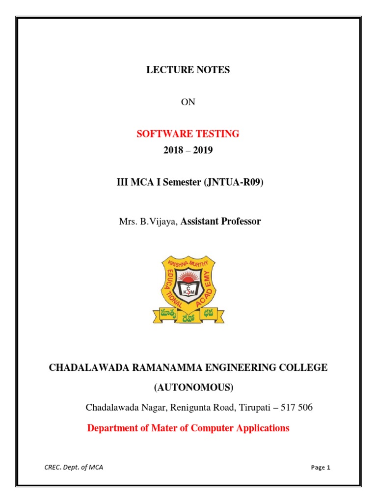 Software Testing Notes PDF | PDF | Software Testing | Software Bug