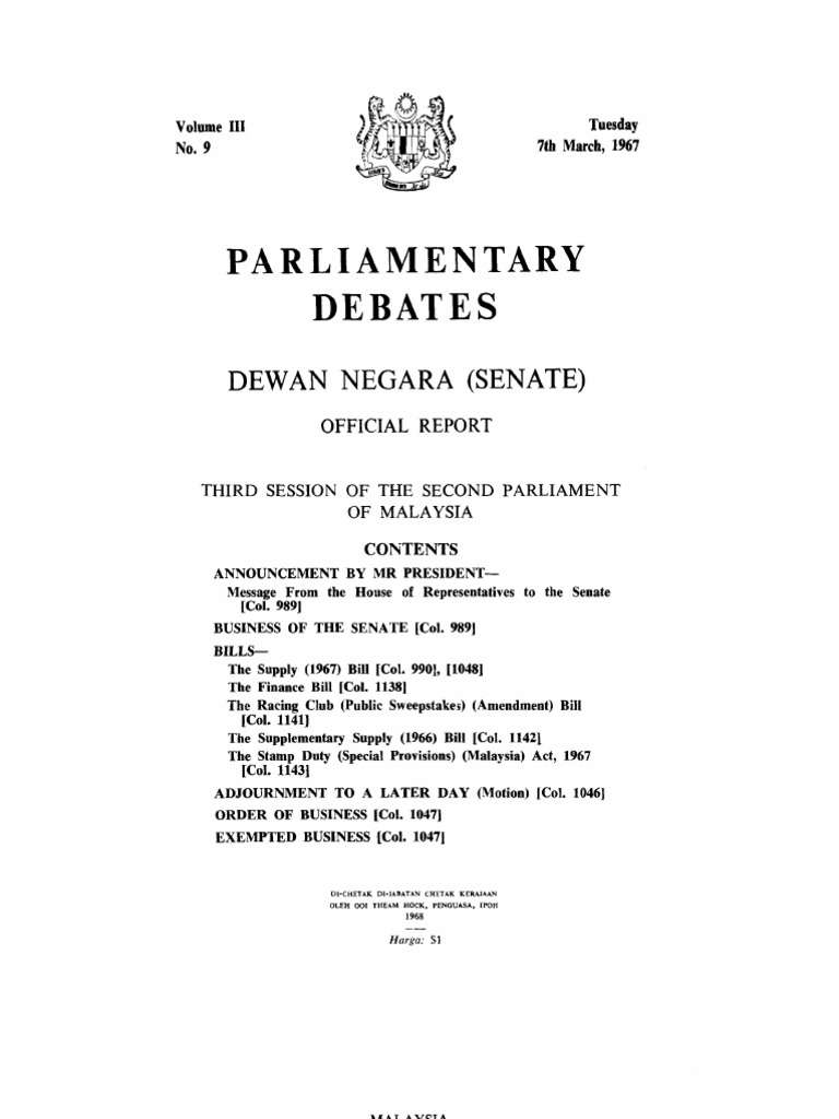 Parliamentary Debates Dewan Negara Senate