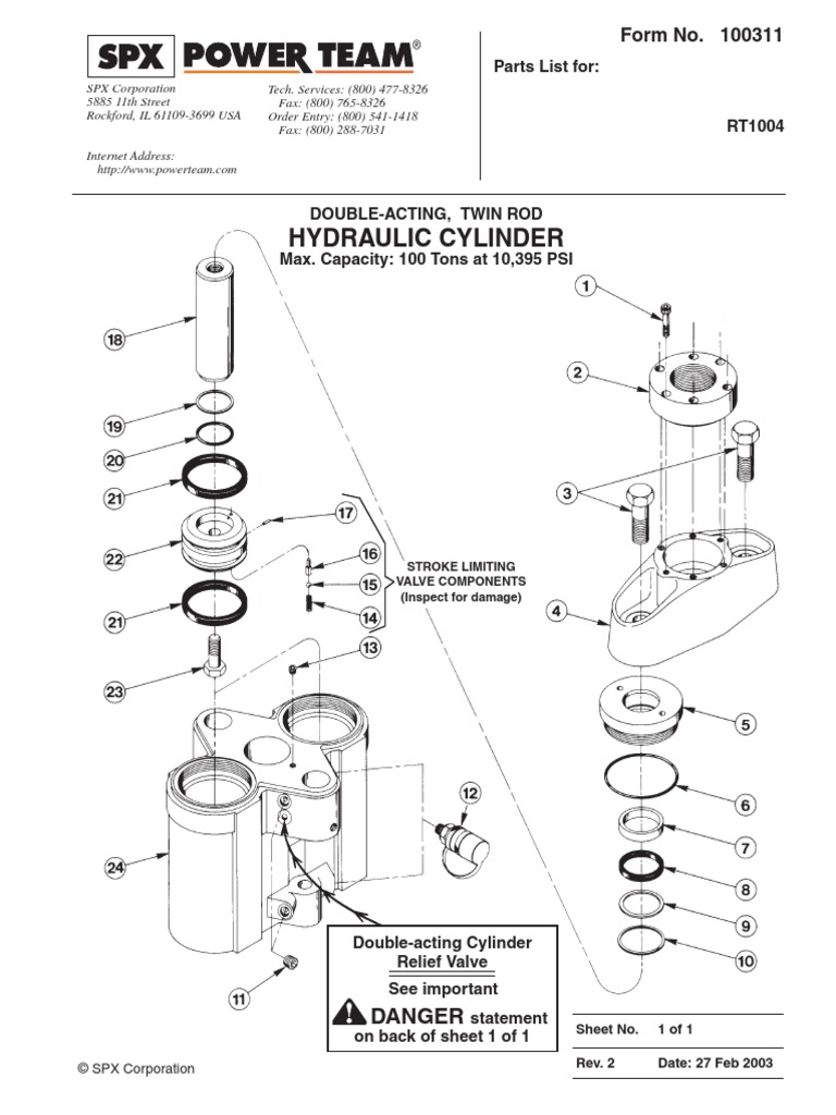 Hydraulic Cylinder: Parts List For | PDF | Piston | Rotating Machines