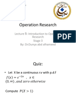Operation Research: Lecture 5: Introduction To Operation Research Stage 3 By: DR - Dunya Abd Alhameed
