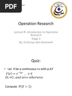 Operation Research: Lecture 5: Introduction To Operation Research Stage 3 By: DR - Dunya Abd Alhameed